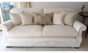 Upholstered cream sofa