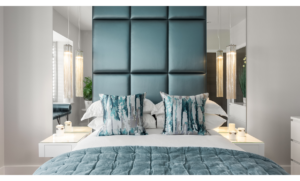 Modern teal headboard