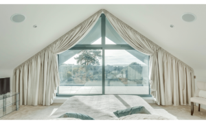 Wide apex window curtains