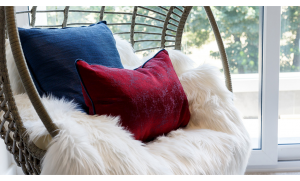 Navy and burgundy contemporary cushions