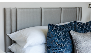 Bespoke contemporary headboard in Casamance Vinyl covering