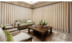 Luxury automatic curtains in living room