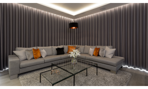 Bespoke, motorised wave curtains - Canford Cliffs, Poole